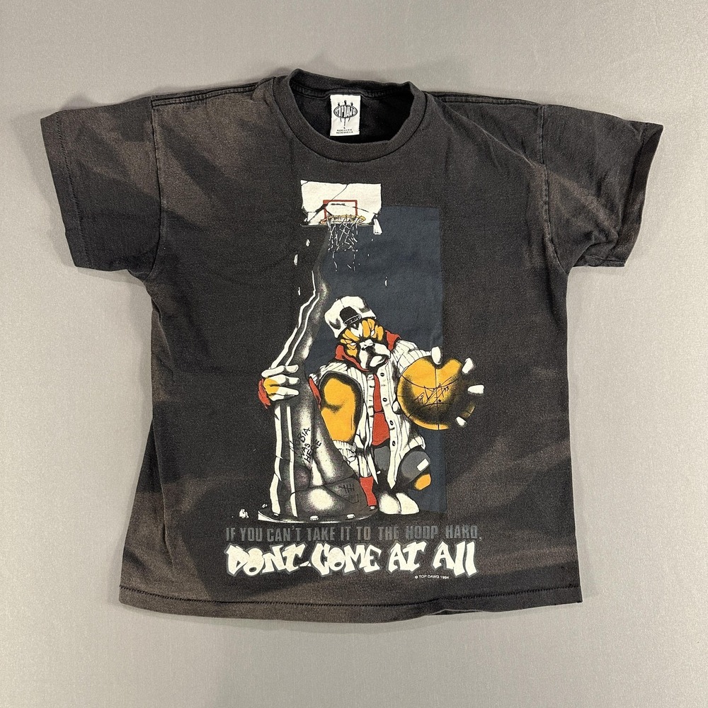 Vintage Top Dawg Shirt Mens Large Black Basketball Dog Graphic Tee USA 90s
